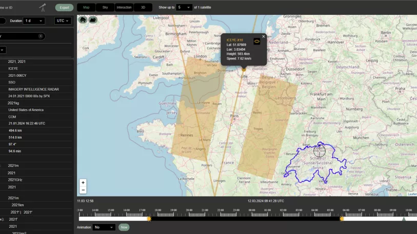 Screenshot Satellite Space Situational Awareness footprint