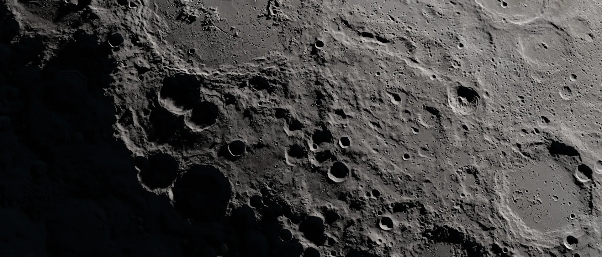 Craters in the surface of the Moon. Elements of this image furnished by NASA's Scientific Visualization Studio.