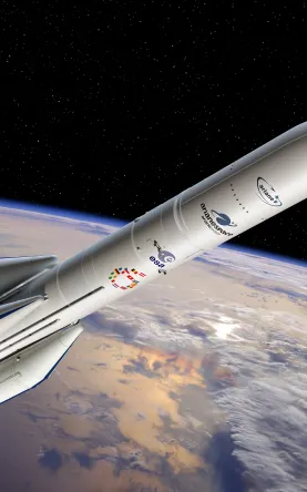 ESA and European industry are currently developing a new-generation launcher: Ariane 6. Ariane 6 will fly with a payload fairing made by Beyond Gravity. Copyright: ESA - D. Ducros.
